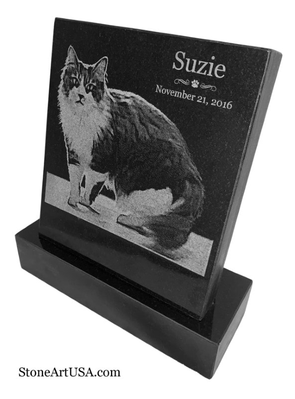 granite cat memorial marker