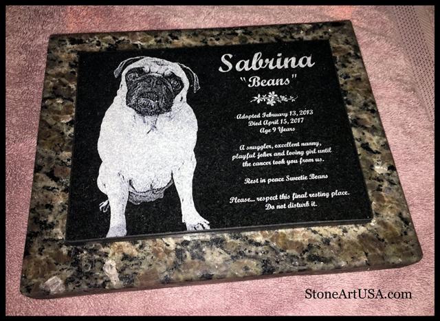 Dog memorial granite on granite